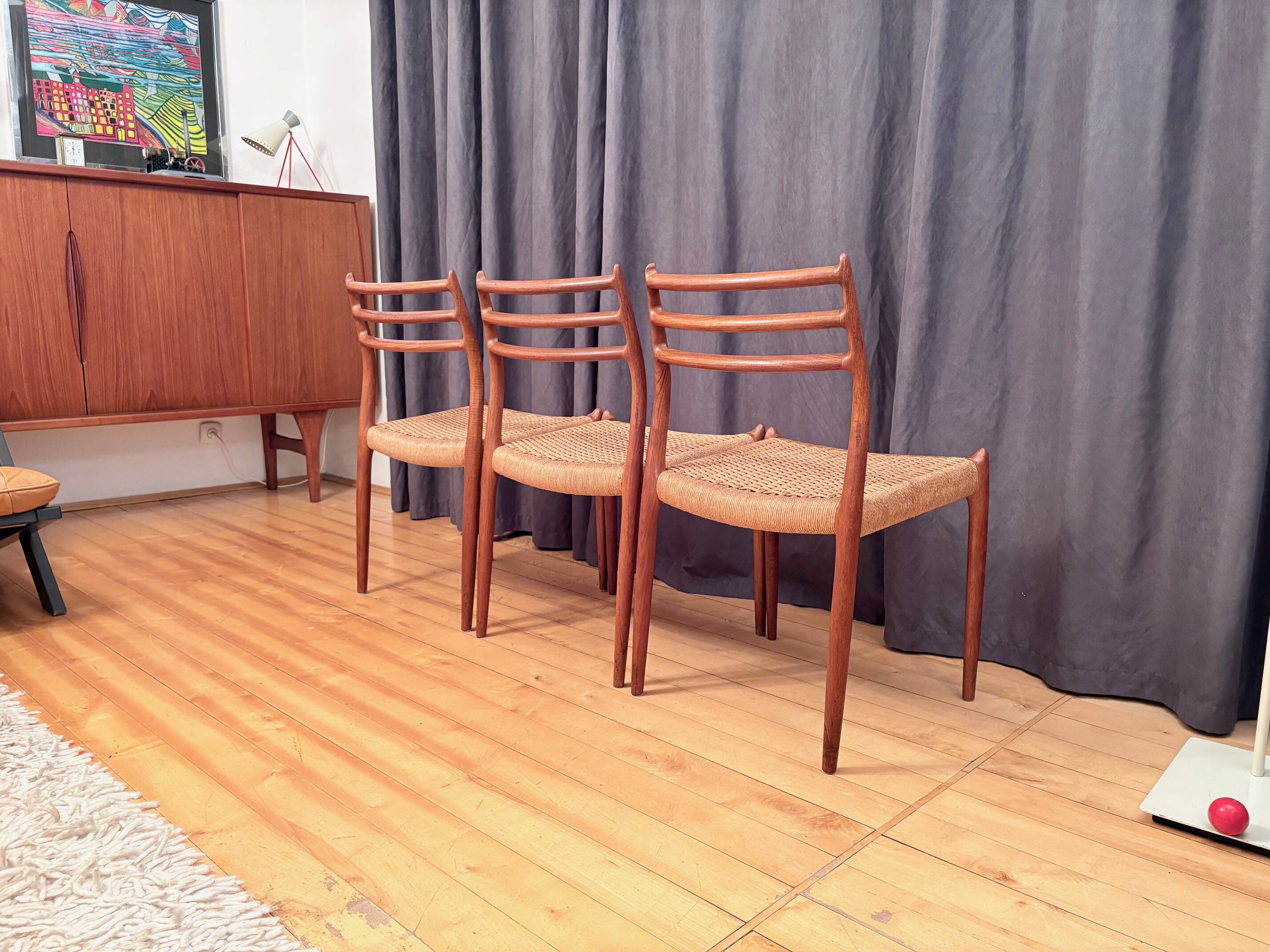 Set of three chairs, model 78, designed by Neils O. Möller, JL Møllers Møbe.
