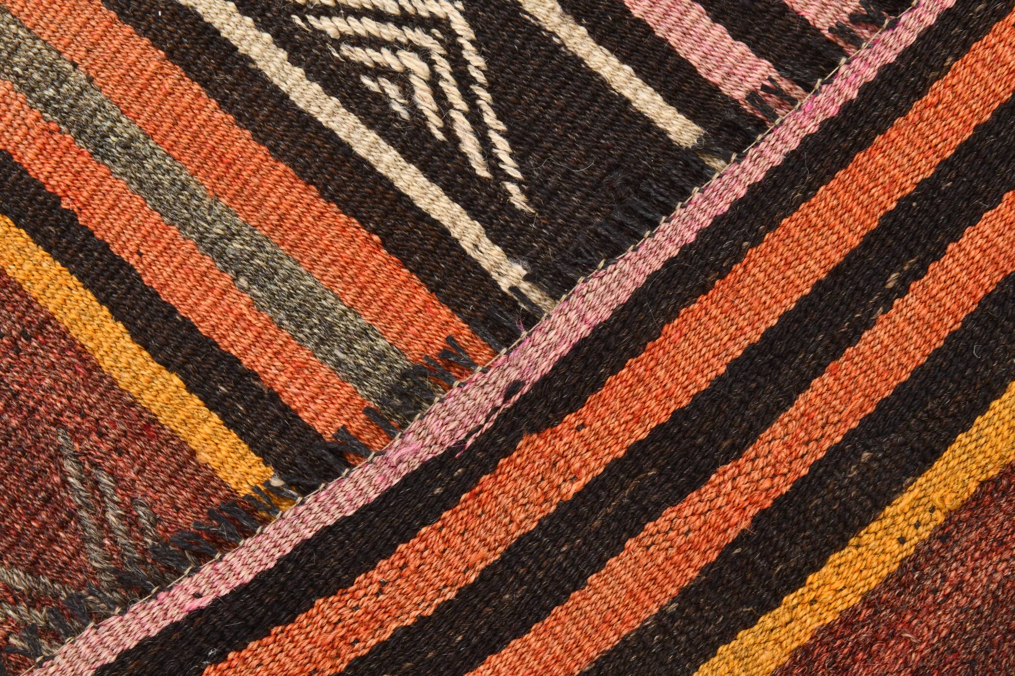 Brown & Red Striped Vintage Kilim Runner Rug, 79x299Cm