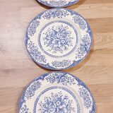 3 plates blue flower vintage English porcelain