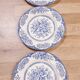 3 plates blue flower vintage English porcelain
