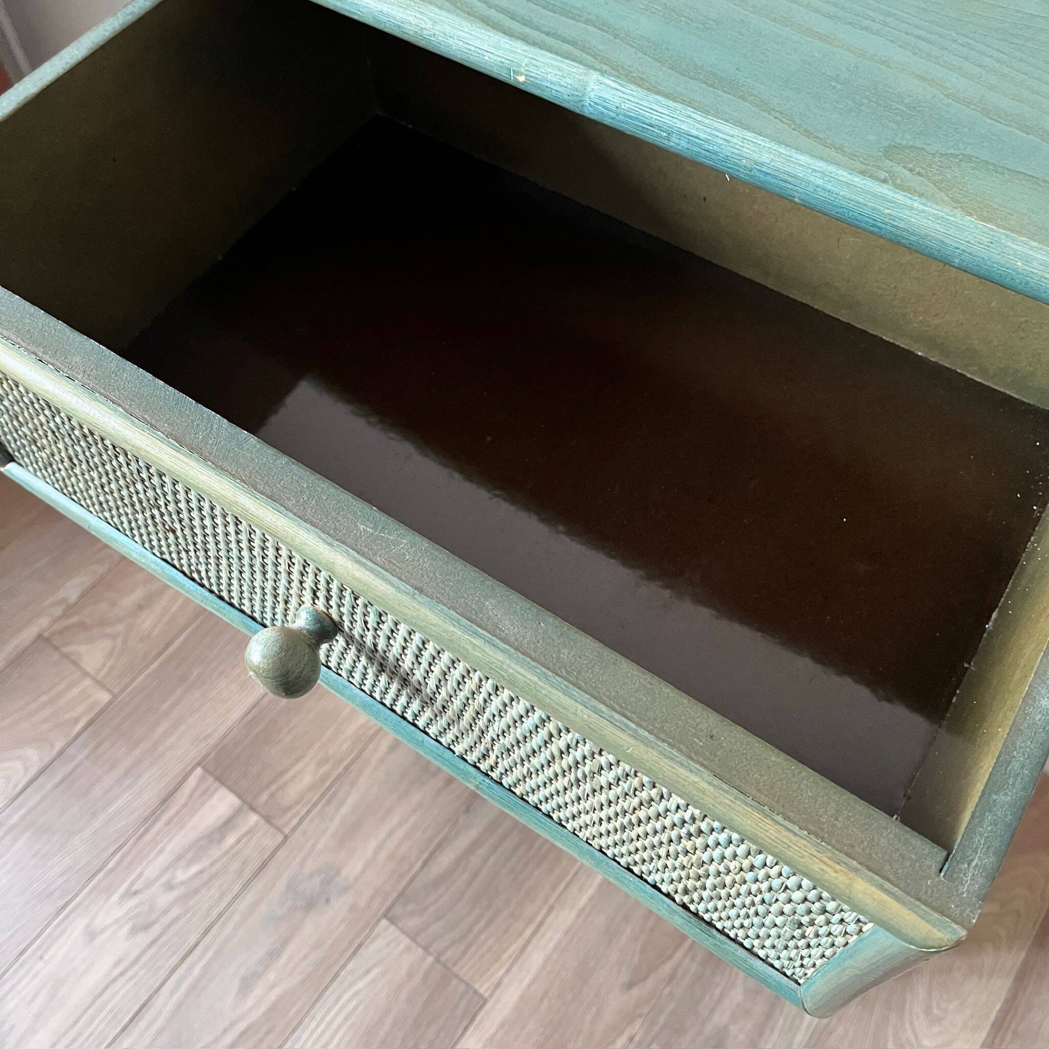 Vintage woven wicker chest of drawers
