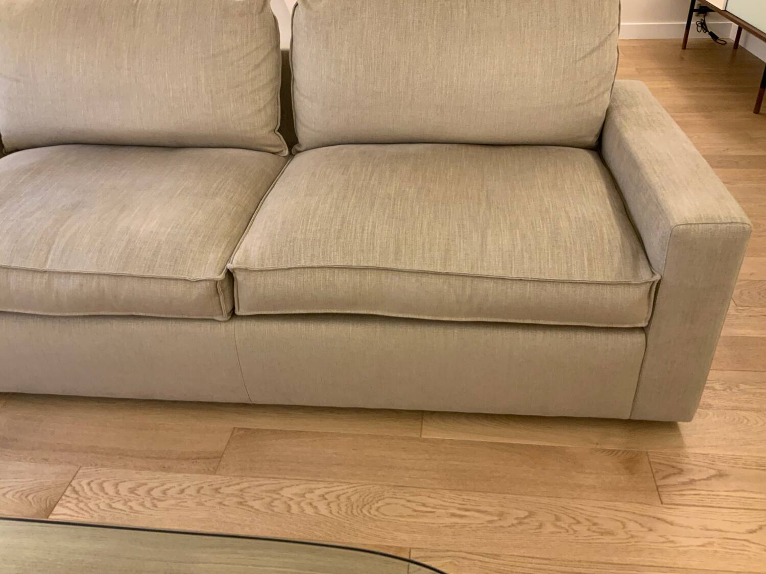 Maries Corner 3-seater sofa Dakota model in mottled beige color