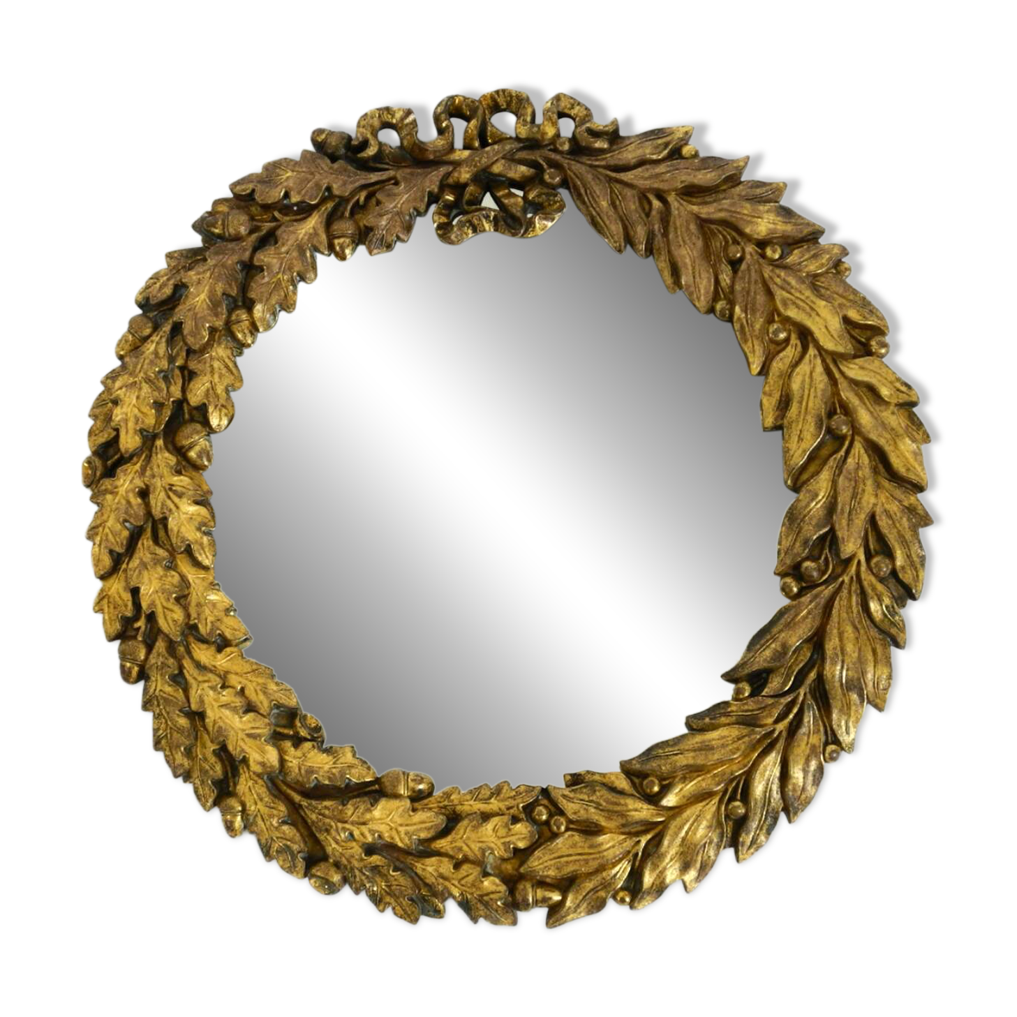Beautiful small French mid-century wall mirror with an ornate brass frame