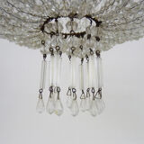 Old chandelier basket Napoleon III glass tassels, bronze structure. Chandelier tassels