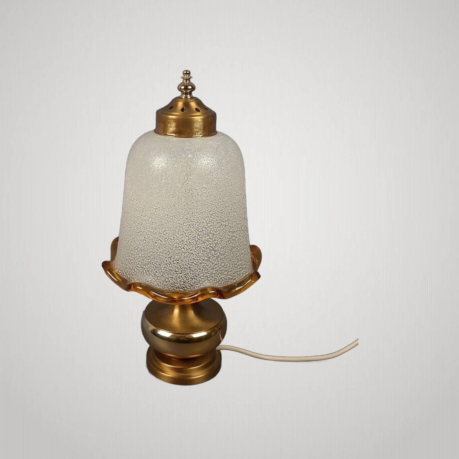 Lampe de Table Verre Murano Laiton Champignon Design Moderne Ans ‘70