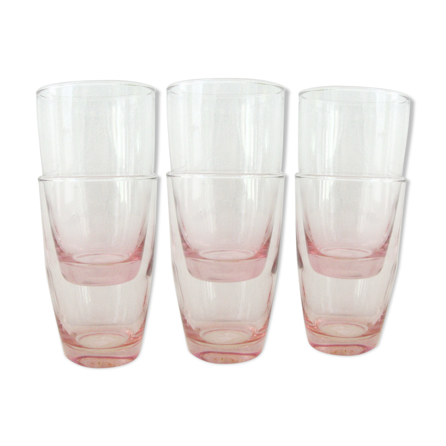 Set de 6 verres à eau roses vintage