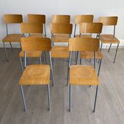 Set of 10 school chairs 70s