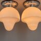 Pair of Mid-Century Chrome & Milk Glass Ceiling Ligts, Restored