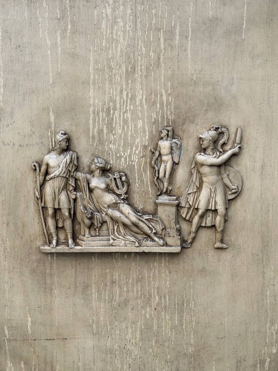 Directoire mirror or overmantel, stuccoed and painted wood, early 19th century.