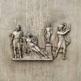 Directoire mirror or overmantel, stuccoed and painted wood, early 19th century.