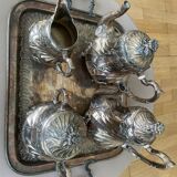 Tea and coffee set from 1930 in silver metal