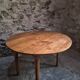 Rustic French antique dining table, drop-leaf table in cherry wood, circa 1900.