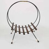 portariviste vintage legno metallo ed inserti in ottone