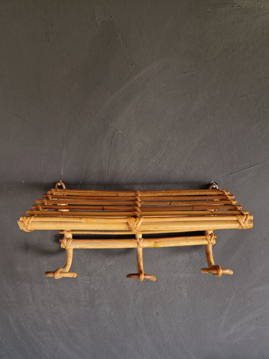 Rattan coat rack
