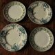 Mismatched lot 4 flat plates + small Saint Amand Terre de fer Blue Green