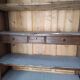 Old walnut wood cabinet with hat and 2 drawer doors
