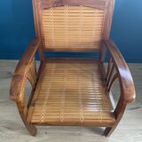 Colonial armchair in teak and bamboo