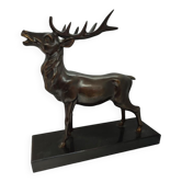 Deer in regule on black platinum marble Louis Albert Carvin style in good condition