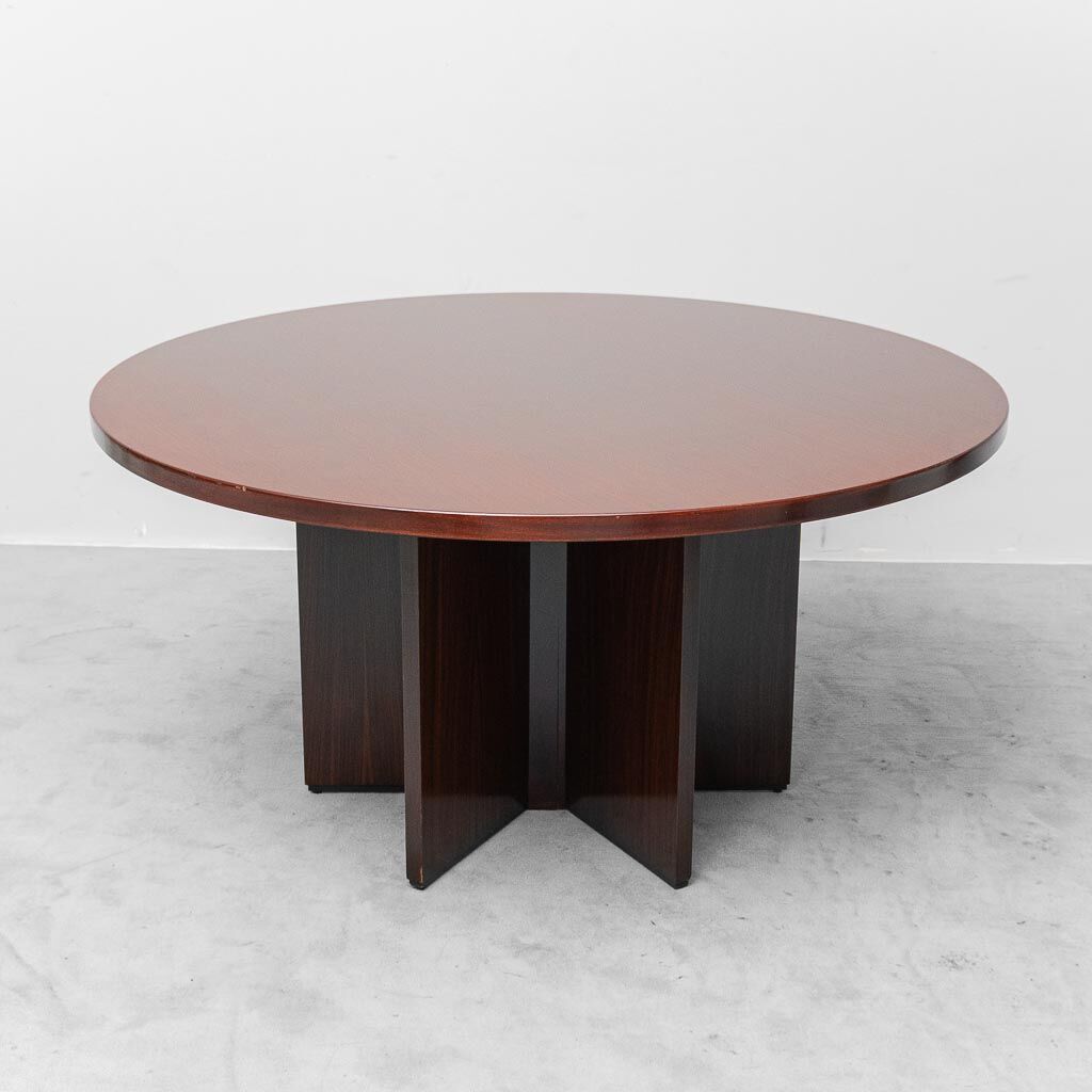 Vintage round dining set with 6 chairs, 1970s modernist