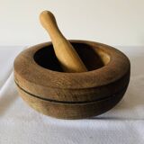 Wooden mortar and pestle
