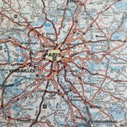 Framed vintage "Michelin" road map from the 80s, 111 cm x 100 cm