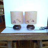 Pair of sandstone lamps 70 shade inclusion dried flowers