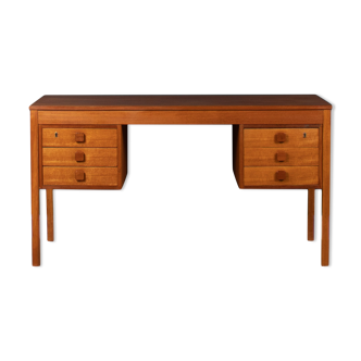 Retro 1960s Danish Teak Twin Pedestal Desk By Domino Mobler