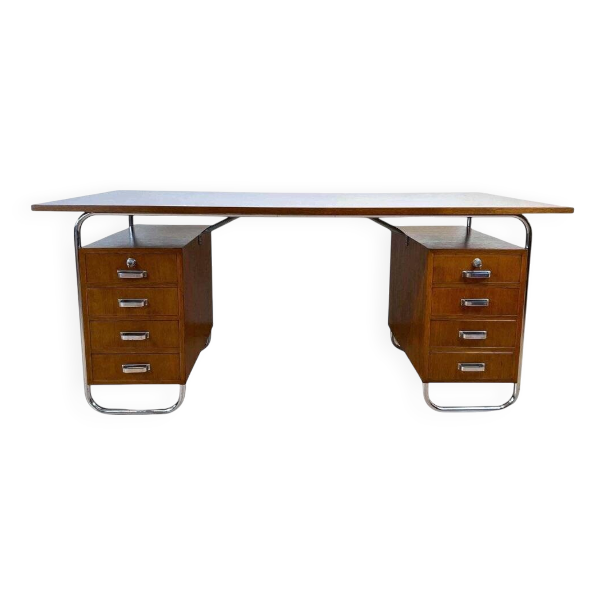 Vintage Bauhaus Oak Veneer Desk from Mücke & Melder, 1940s