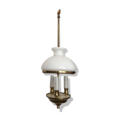 Lustre lanterne globe opaline 3 lumières