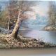 Antique oil painting – Lakeside – nature and tranquility