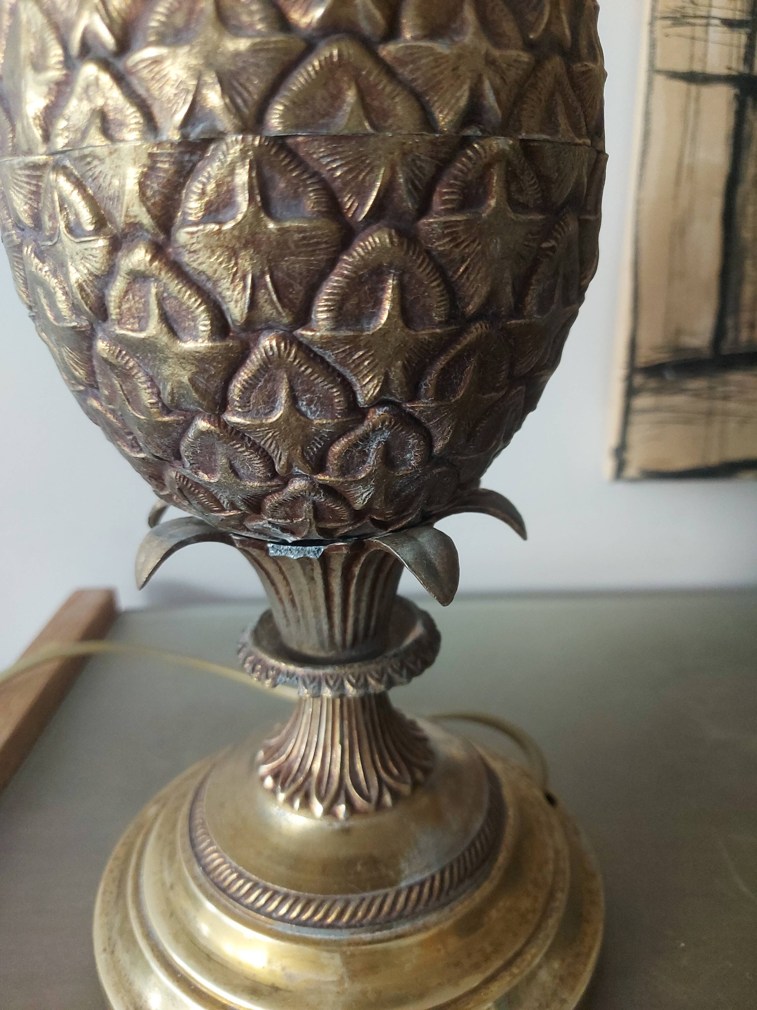 Pineapple lamp in golden brass