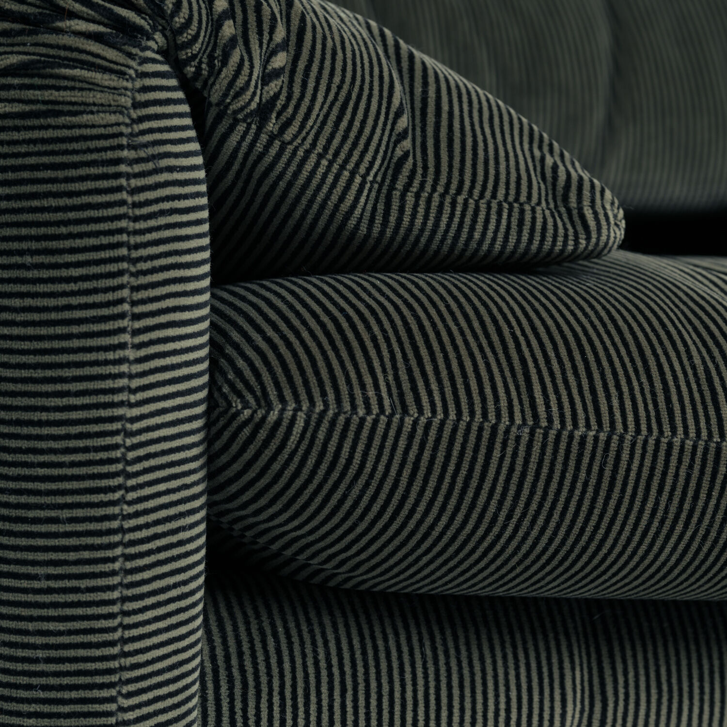 Rare Green Striped Maralunga chair by Magistretti for Cassina, Italy,