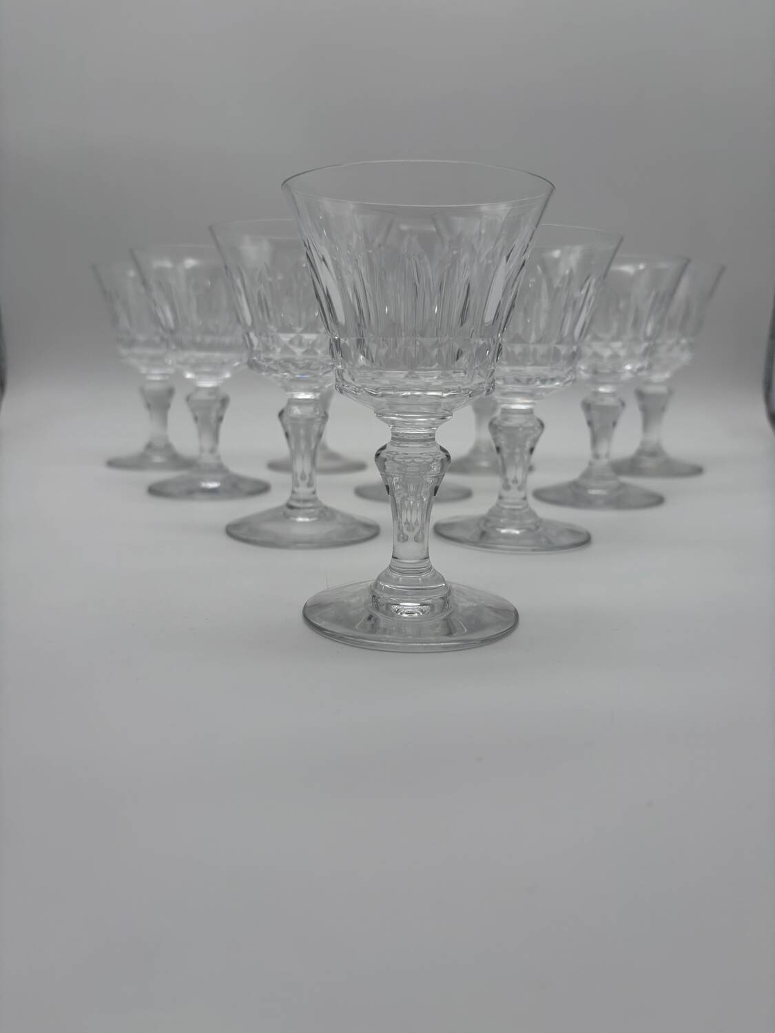 10 verres Baccarat, model Picadilly, France, verres à pied en cristal à porto / liqueur