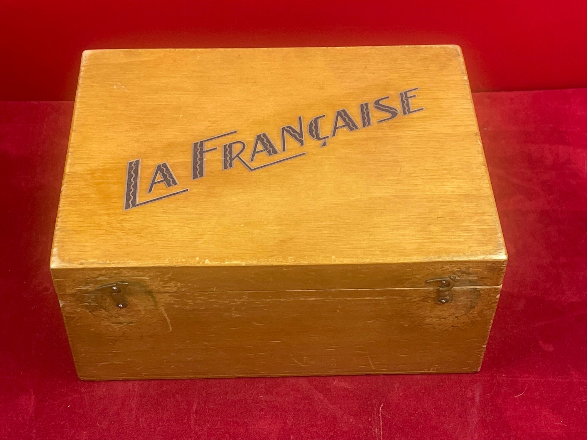 Old box advertising wood "la française" collection decoration flea market