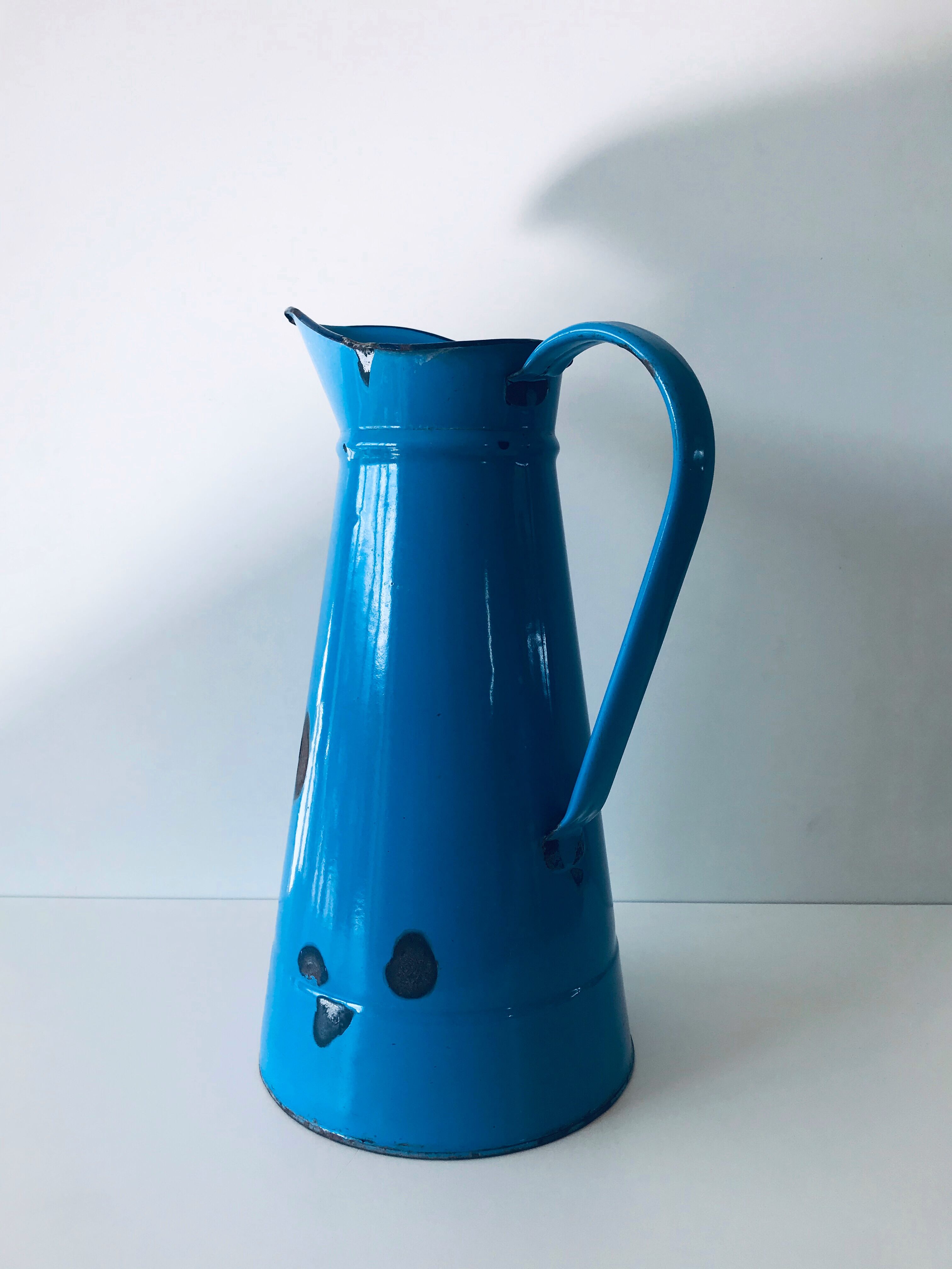 Old blue enamelled broc