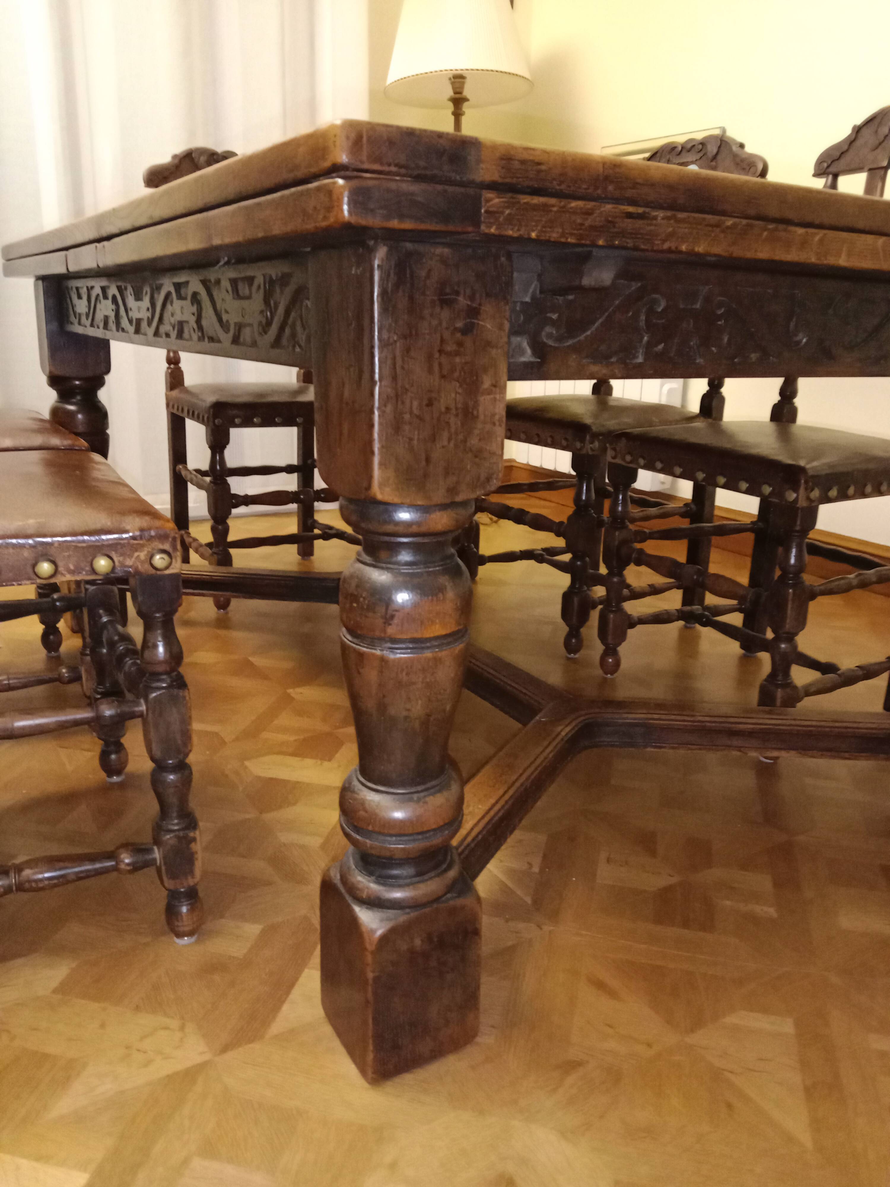 Solid oak dining table