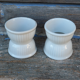 Set of 2 domino shaped shells in white ceramic