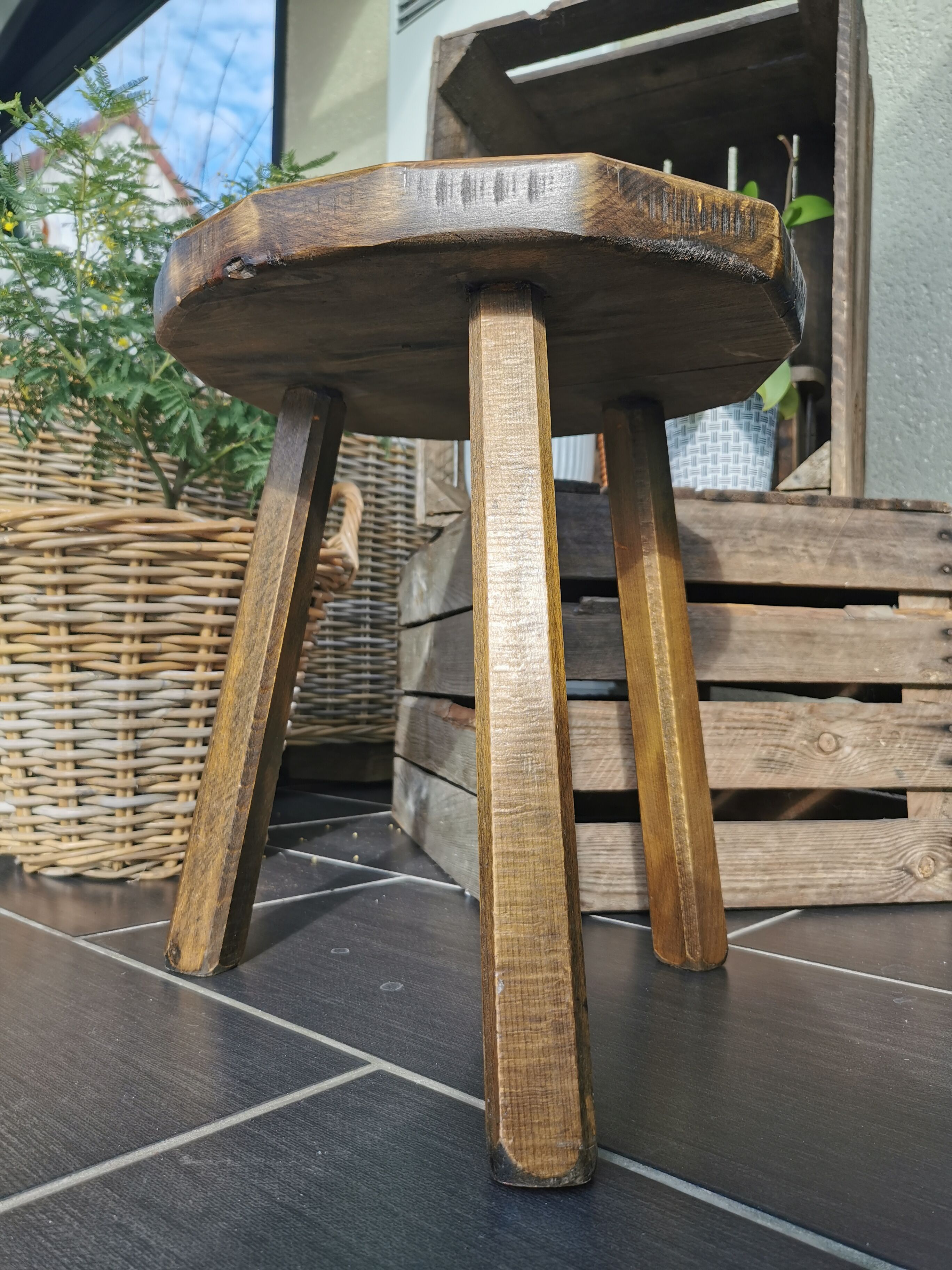 Handmade tripod stool