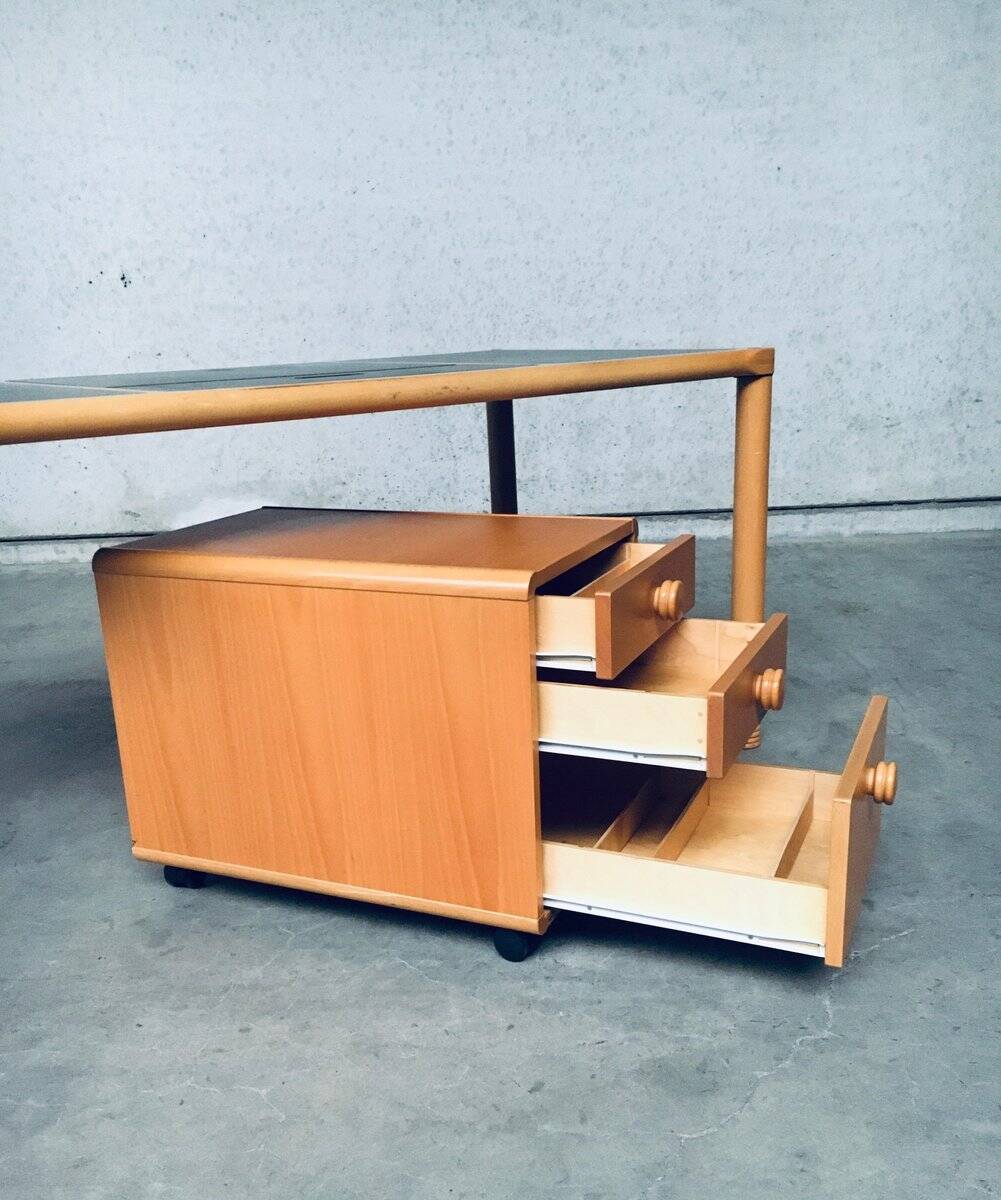 Scandinavian Ergonomic Design Writing Desk and Stool from Stokke, 1980s, Set of 3