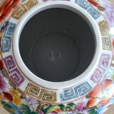 Large Chinese ginger jar with multi-colored porcelain lid