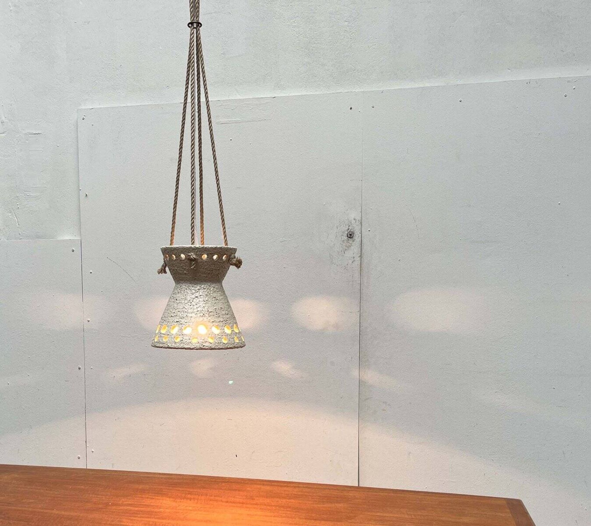 White ceramic pendant lamp in mid-century modern Danish style, 1960s.