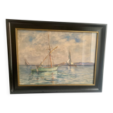 Vintage Oil Painting – Sailboats on the Sea