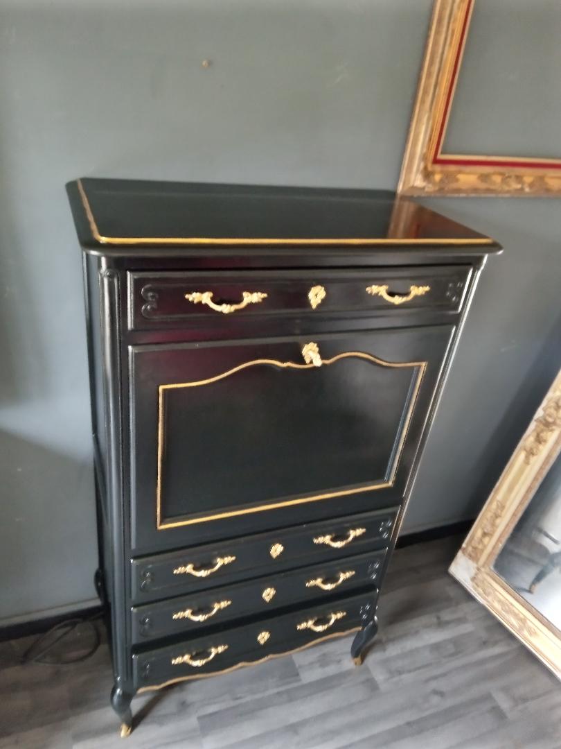 Black and gilded Louis XV style writing desk