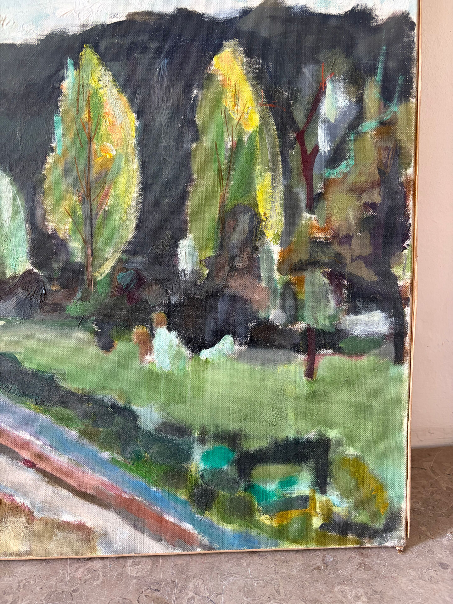 Path under the pines, oil painting on canvas
