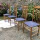 4 vintage Roche Bobois chairs from the 80s in beech with woven seats in blue fabric.