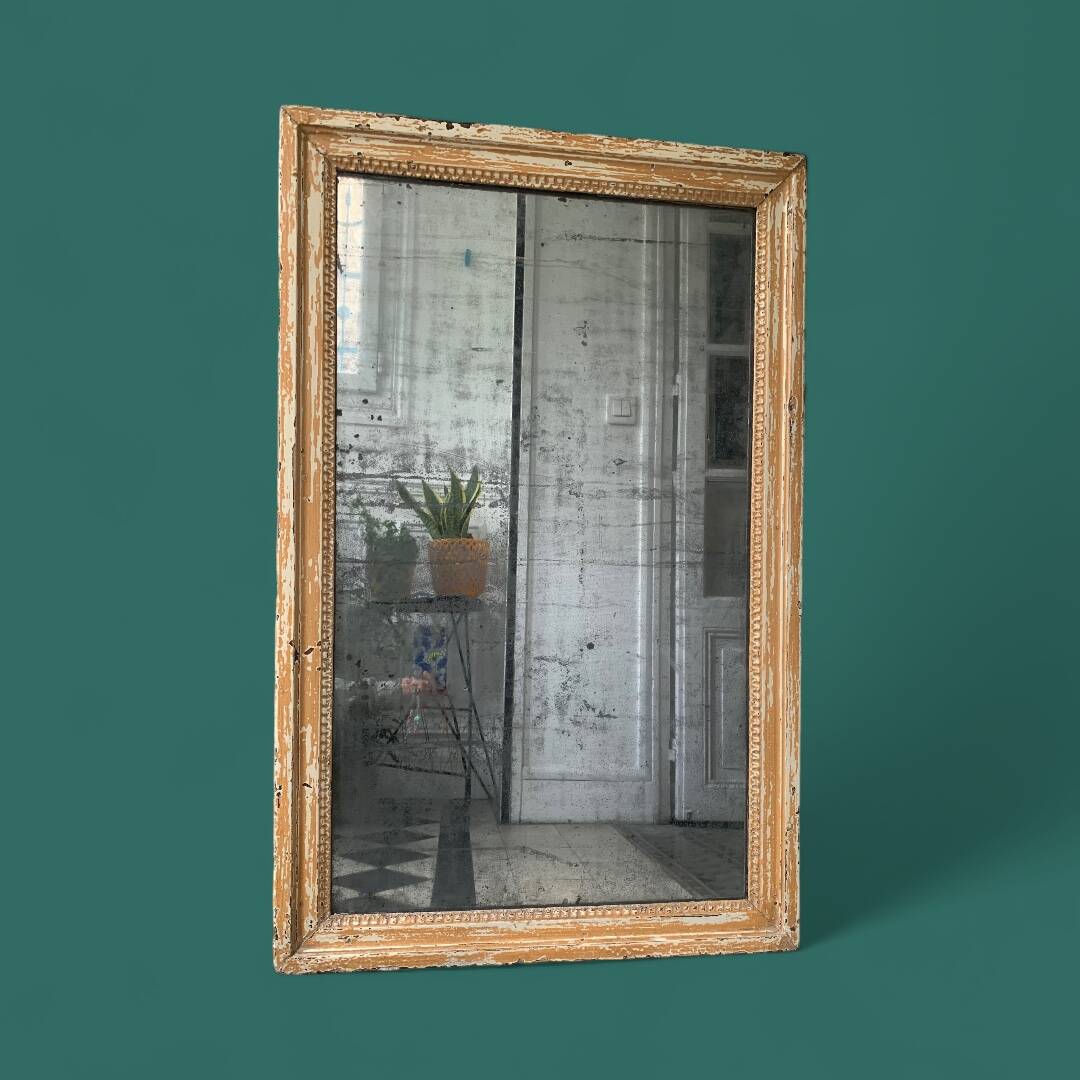 19th century mercury mirror patinated trumeau