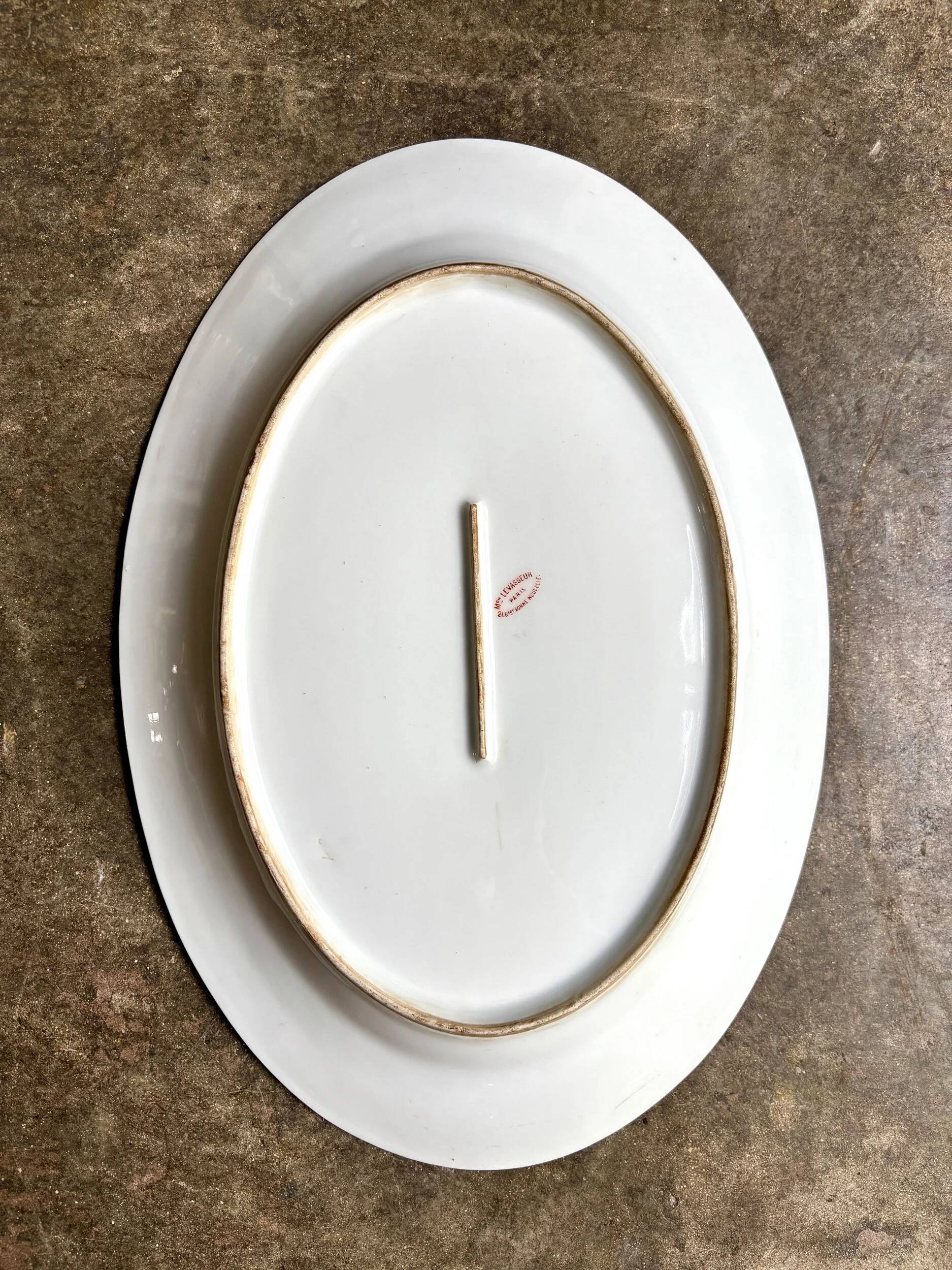 SG monogrammed oval porcelain dish