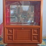 Art deco walnut display cabinet