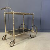 Chariot de bar en laiton imitation bambou, Orsenigo Italie, années 1970