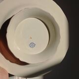 Ancienne assiette montée, compotier en faïence terre de fer E. Bourgeois grand dépôt « Rouen XVIII »
